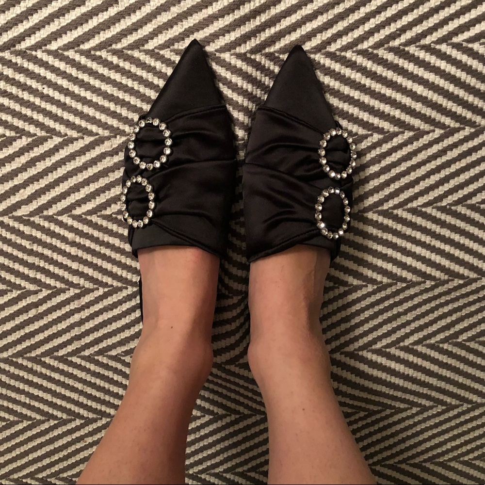 Zara Satin Slide with Jeweled Buckle